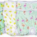 Pet Magasin Super Absorbent Resuable Dog Diapers for Females (3-Pack) - Ideal Heat Solution, Washable Doggie Diapers for Female Dog - Perfect Doggie in Heat & Period (Trending, XS (10-12 Waist)