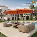 15FT Double Sided Patio Umbrella with Base Included Large Outdoor Market Umbrella with Crank Handle, UV Resistant Canopy, Sturdy Frame for Garden, Poolside, Deck, Terracotta