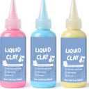 120ml Skin Color, Pink&Light Blue Liquid Polymer Oven-Bake Clay, Baking Molding, Very for DIY Decorations, Jewelry, Toys, Household Items