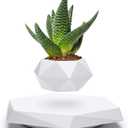 BandDlevs Floating Pots for Plants - Levitating Pot - Levitating Planter for Bonsai, Succulents, Air Plants - Floating Magnetic Display for Home Office Desks - Magnetic Levitation Plant Holder (White)
