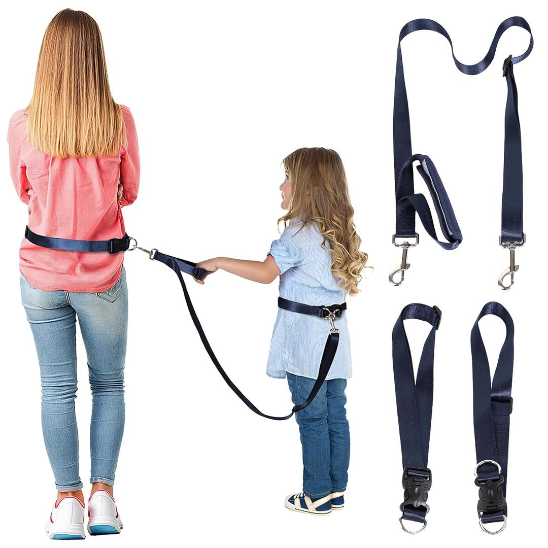 Secure Waist Leash Harness for Kids with Autism, Hands Free Walking Harness with Adjustable Tether and Handle, Keep Autistic Special Needs ADHD Children Safe and Close in Public, Child Elopement Leash (Navy Blue)