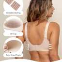 COMFELIE Seamless Wireless Bra for Fuller Bust Women No Underwire Lace Trim Deep V Underarm-Smoothing Black Nude, 4X-Large