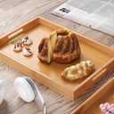 Fibogollo Bamboo Set of 2 Serving Tray with Handles,Decorative Trays Platter,Breakfast Tray in Bed,Food Drinks Tray for Eating,Working,Storing(Natural)