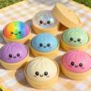 Colorful Dumpling Squishies New Mystery Rainbow Squishies Dumpling with Box Stress Relief Balls Sensory Toys Desk Squeeze Toys Gift