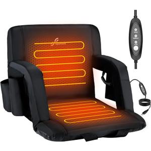 Sportneer Heated Stadium Seats for Bleachers: 3 Heated Modes 6 Reclining Positions Stadium Seats with Back Support for Sport Events Parks Concerts - 2.5'' Thick, 20.5''/24'' Wide Bleacher Chair