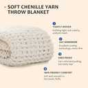 L'AGRATY Chunky Knit Blanket Throw: 72''x84'' Chenille Chunky Knitted Throw Blanket for Bed Couch - Handmade Thick Big Cable Knit Blanket - Large Chunky Crochet Rope Blanket for Home Decor(Ivory)