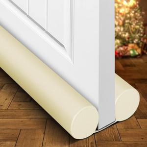 Holikme Two-Sided Door Draft Stopper Weather Stripping Window Breeze Blocker Adjustable Door Sweeps, Beige (36 inch, Beige)