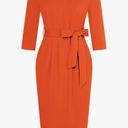 GRACE KARIN Womens Work Dresses V Neck 3/4 Sleeve Back Zipper Tie Waist Bodycon Dress Office Cocktail Dress with Pockets 2XL