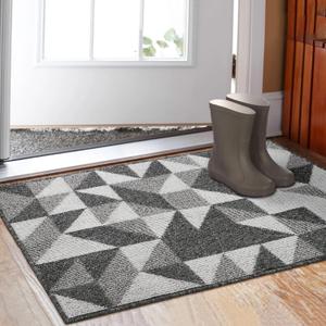 Indoor Doormat 32"x 48", Absorbent Front Back Door Mat Floor Mats, Rubber Backing Non Slip Door Mats Inside Mud Dirt Trapper Entrance Front Door Rug Carpet, Machine Washable Low Profile-Black Geome