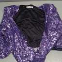 Women's Sequin Shrug Jacket Long Sleeve Open Front Glitter Blazer Bolero Wedding Party Sparkly Cropped Cardigan (Purple, M)