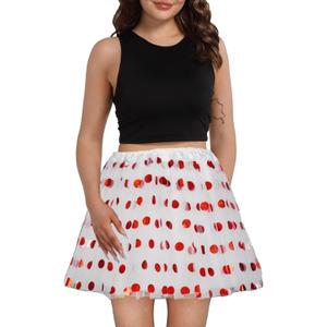 Adult Teens Women Red and White Polka Dots Tutu Mouse Costome Tutu 4 Layered Tutu with Satin Lined Halloween Christmas Tutu (Large)