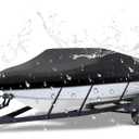 NEVERLAND Trailerable Boat Cover Waterproof Heavy Duty Marine Grade Polyester Canvas Fits V Shape/V-Hull and Tri-Hull Runabouts, Pro-STYL, Bass Boats (Boat Length 20-22ft, Beam Width up to 102",Black)