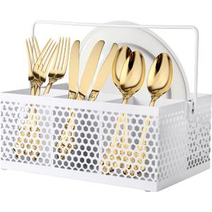 Utensil Holder, Silverware Caddy,Organizer Cutlery Holder, Kitchen Countertop Organizer, Metal Mesh White