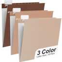 Y YOMA 18 Pack Gradient Hanging File Folders Letter Size Decorative Hanging Folder Pretty File Folder Organizer for Filing Cabinet Office Home with 1/5-Cut Adjustable Tabs, Coco Mocha