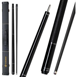 Carbon Fiber Pool Cue Stick 10.5mm/11.8mm/12.5mm,Low Deflection Pool Stick with Rare Wood Butt, Professional Cue Stick with Box Case (Ebony_Leather Wrap_10.5mm)