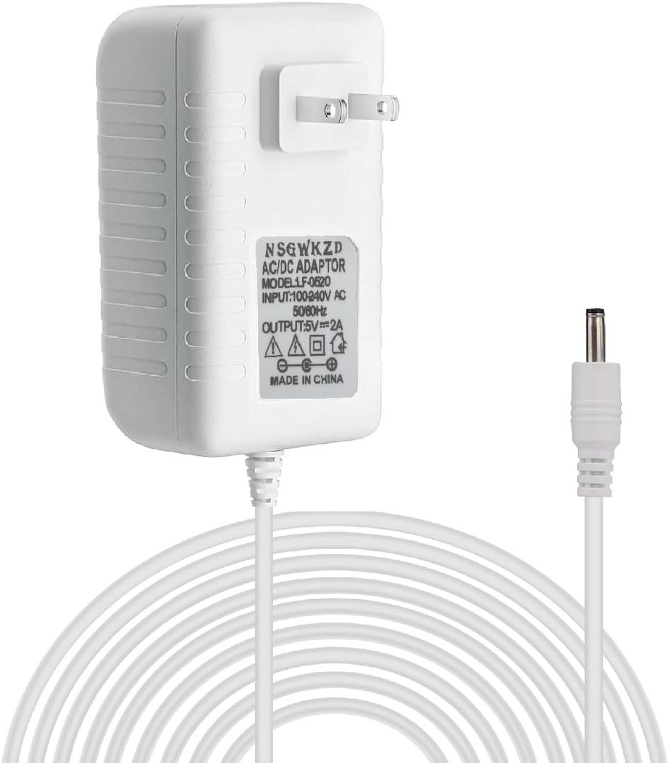 10 ft Power Cord Replacement for Munchkin, Baby Bond, Bellababy, Larex, Jaoul, Napei Swing, 5V 2A 1A Charger Adapter White