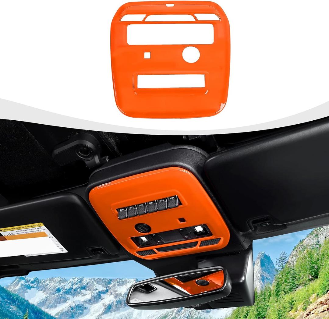 for Bronco Front Reading Light Panel Trim Cover Compatible with 2021-2025 Ford Bronco Interior Accessories 2-Door 4-Door, Orange