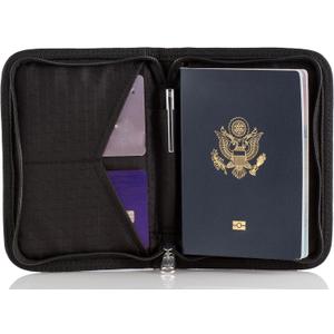 Passport Holder & Travel Wallet with RFID Blocking - Premium Document Organizer Case for Men and Women - Holds Passports, Cards, Tickets, ID, Cash - Compact Zippered Wallet - Midnight (Black)