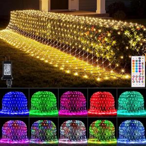 LitHome 10.5 x 10.5FT Christmas Net Lights Outdoor, 35 Colors Changing 288 LED Christmas Net Lights with Remote Connectable, 9 Modes RGB Mesh Light Plug in for Bushes, Garden, Gazebo, Holiday Decor (RGB (Red, Green, Blue))