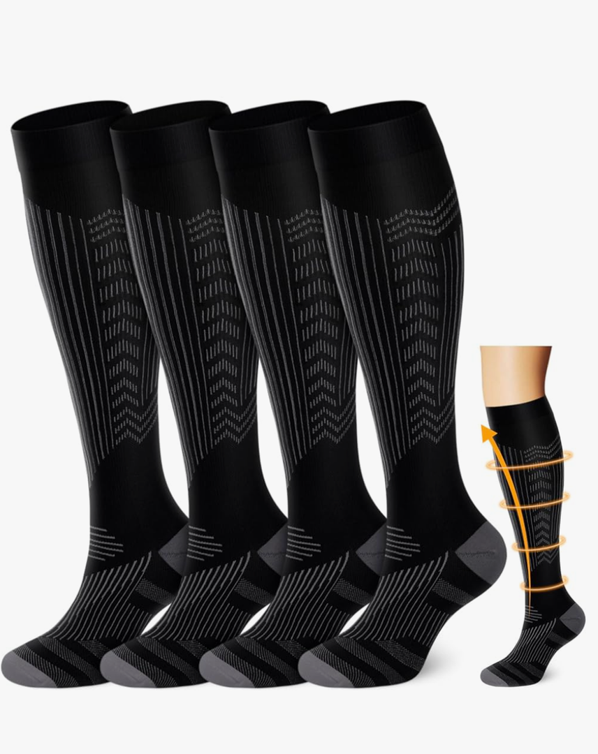 ACTINPUT Copper Compression Socks Men Women Circulation 4 Pairs-Best Support for Nurses,Running,Cycling, S-M