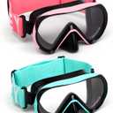Diving Masks for Kids, Goggles with Nose Cover, Elastic Strap, Tempered Glass (2 Pack-Black Cyan & Black Pink)