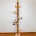 Floor to Ceiling Cat Tree Height (50-120 in) Adjustable Cat Tower 5 Tier Hemp Scratching Post High Cat Tree Sturdy Activity Tree Indoor Outdoor Cat Scratching Post Activity Center