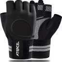 ATERCEL Weight Lifting Gloves Breathable Workout Gloves with Wrist Support for Gym, Exercise, Pull ups, Super Lightweight for Mens and Women, Full Palm Protection (Large, Black)