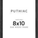 puthiac 8x10 Black Oak Wood Picture Frame - 8"x10" Photo Frame, 8x10 Picture Frame Wood, Natural Solid Wooden Picture Frames for Wall Art Photo and Prints (1 Pack, Black)