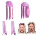 Hair Volume Clips For Roots 4 Pcs Hair Volume Clip, Volume Comb, Root Clips For Hair Volume, Volumizing Hair Clips Suitable for Salon Hairstyling to Create Fluffy Bangs, (Purple, Pink)