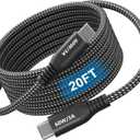 USB C to USB C Cable 20ft, Super Long 60W Type C to C Charging Cord Braided USB 2.0 Data Transfer Long USB C Cable Compatible with iPhone 15/16, Samsung Galaxy, Pixel, Pad Pro/Air, MacBook Pro/Air