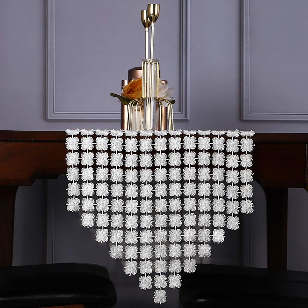 Elegant and Luxurious Rectangle Fabric White Lace Table Runner Table Runners Natural Macrame Table Runner Cotton Crochet Lace Boho Party Table Runner, 4 Colors Color : Milky White, Si