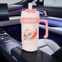 APSARAS USA 40oz Tumbler with Handle and Straw, Spill Proof Water Bottle with StrawCups with Lids and StrawsStainless Steel Water Bottles,Travel Mug Cup Holder Friendly Cute Water Bottles (Heavenly Melody)