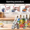 Multi-function Manual Can Opener Bottle Opener, Oversized Hand-held Easy Rotary Knob, Safe Cut Can Opener with Non-Slip Handle, Smoother Cut Sharp Blade for Seniors Kitchen Tool, White