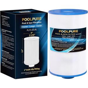 POOLPURE C-8475 Spa Filter Replaces Unicel C-8475, Pleatco PCS75N, Coleman Spas 75, 100594, 3301-2262, Filbur FC-3320, Maax Spas, 75 Sq.ft. Hot Tub Filter Cartridge 1pack