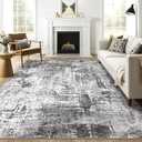 10x14 Area Rugs Living Room: Washable Large Abstract Modern Soft Rug Stain Resistant Indoor Floor Non Slip Accent Carpet for Bedroom Nursery Playroom Office Dining Room Dorm Home House- Black Grey