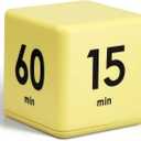 Weewooday Cube Timer Block for ADHD Productivity Workout Gravity Sensor Flip Kitchen Desk Timer for Learning Time Countdown Management Settings 15 20 30 60 Minutes, 2.6 Inch(Yellow)