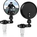 MICTUNING Universal Motorcycle Mirrors - 3 Inch Round Folding Bar End Side Mirror Compatible with Honda, Scooter, Suzuki, Yamaha, Kawasaki, Victory and More (Black)