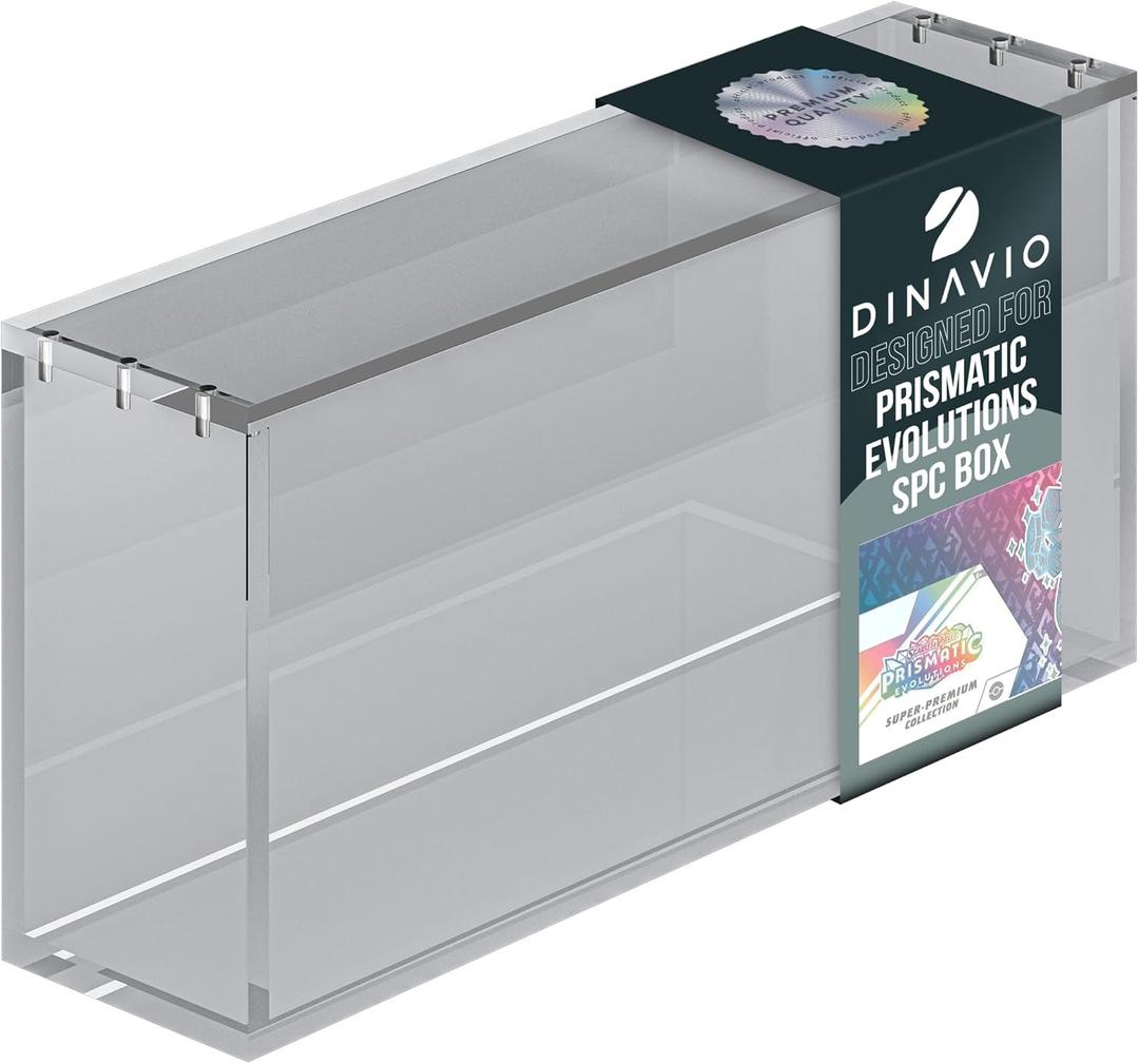 Prismatic Evolutions SPC Box Acrylic Display Case with Magnetic Lid - 8 + 5mm Thick Acrylic with 5x3mm Magnets - Compatible with Prismatic Evolutions Super-Premium Collection Box