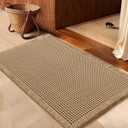 IM HOME Waffle Bath Mat Khaki 24"x17", Boho Woven Modern Bath Mat Rugs, Absorbent Non Slip Bathroom Rugs, Soft Washable Bath Rugs with Tassels for Bathroom, Bedroom, Kitchen, Shower, Tub