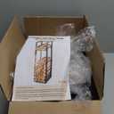 Firewood Rack Indoor 32.3 Inch 2-tier Firewood Holder Indoor Outdoor Coffee Table with 4 Hook Adjustable Feet Pads Functional Vertical Wood Storage Log Rack for Fireplace Deck Outdoor Stove Accessory