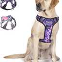 BUMBIN Tactical Dog Harness for Large Dogs No Pull, Famous TIK Tok No Pull Dog Harness, Fit Smart Reflective Pet Walking Harness for Training, Adjustable Dog Vest Harness with Handle Purple Camo L (L(Neck:19-25", Chest:21-35"))