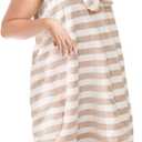 Towel Wrap for Women Plus Size (XXL-XXXXL), Women Shower Wrap Lightweight Spa Bathrobe Comfortable Bath Towels Body Wrap Adjustable + Hair Drying Towel Set, Latte Stripe