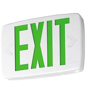 Lithonia Lighting LQM S W 3 G 120/277 X2 M6 Quantum Thermoplastic LED Emergency Exit Sign with Stencil-Faced White Housing and Green Letters, Pack of 2