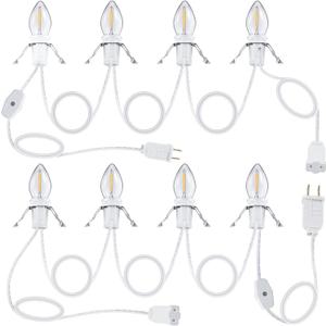 Meonum 2 Pack Accessory Cord with 4 LED Bulbs, End to End Connected Blow Mold Light Cord, 9.8 Feet Lamp Kit with On/Off Switch Plugs for Ceramic, Craft Halloween Christmas Village Decor