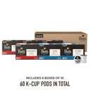 Peet's Coffee, Keurig K-Cup Pods Variety Pack, 100% Arabica Coffee - Major Dickason's Blend, Big Bang, French Roast, Caf Domingo, Organic Alma De La Tierra, House Blend, 60 CT (6 Boxes of 10 Pods) (EXP 05/27/27)