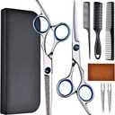 YUQGAOP Hair Cutting Scissors Set, Professional Stainless Cutting Hair Scissors, Barber Hair Cutting Scissors Thinning Shears Sharp Blades Hairdresser Haircut for Women/Men/kids, LFJ1234