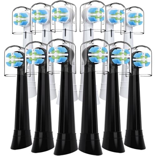Toothbrush Replacement Heads Compatible with Oral B iO Series Electric Toothbrush, 12 Pack (White+Black) Soft Bristles Replacement Toothbrush Heads for iO 10/9/8/7/6/5/4/3 Series