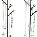 Jewelry rack, bird tree tower, hanging ring, earring, necklace, bracelet, suitable for living room, bathroom, office - black