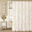 Cute Bows Shower Curtain Vintage Farmhouse Ruffle Shower Curtains for Bathroom,Cream,72" W x 72" L