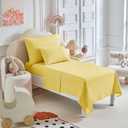 Kids Comforter Sheet Set - Soft and Breathable Bed Set Includes Quilted Comforter, Fitted Sheet, Flat Top Sheet, Pillowcase and Toddler Pillowcase for Toddler - 5 Pieces Toddler Bedding Set Yellow